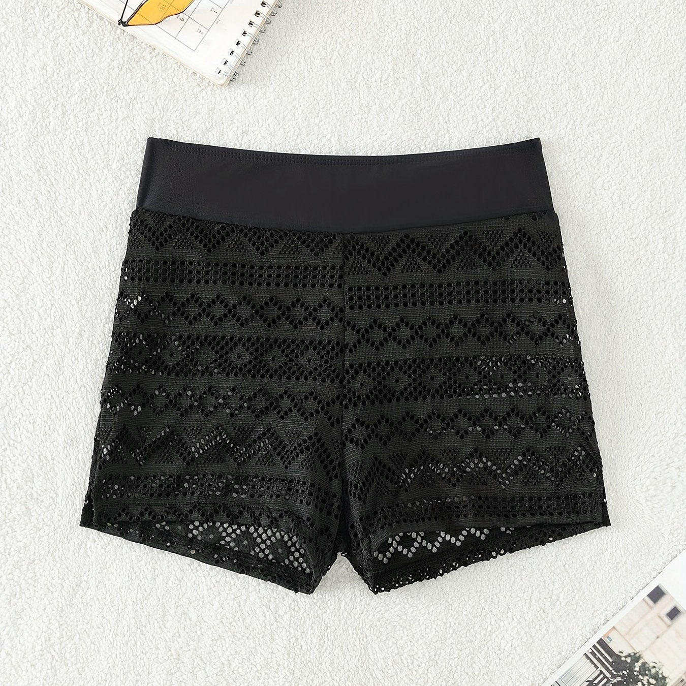Sheer High Waist Cover Up Shorts Swim Bottoms