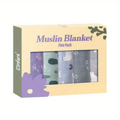 Elinfant 5pcs Set Bamboo Baby Bibs Soft Saliva Towel 60x60cm