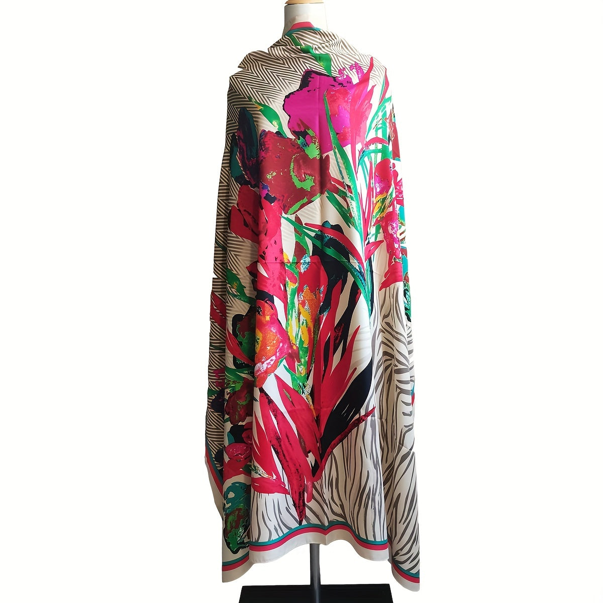 Flower & Chevron Bandana Silk Tube Top Scarf Wrap