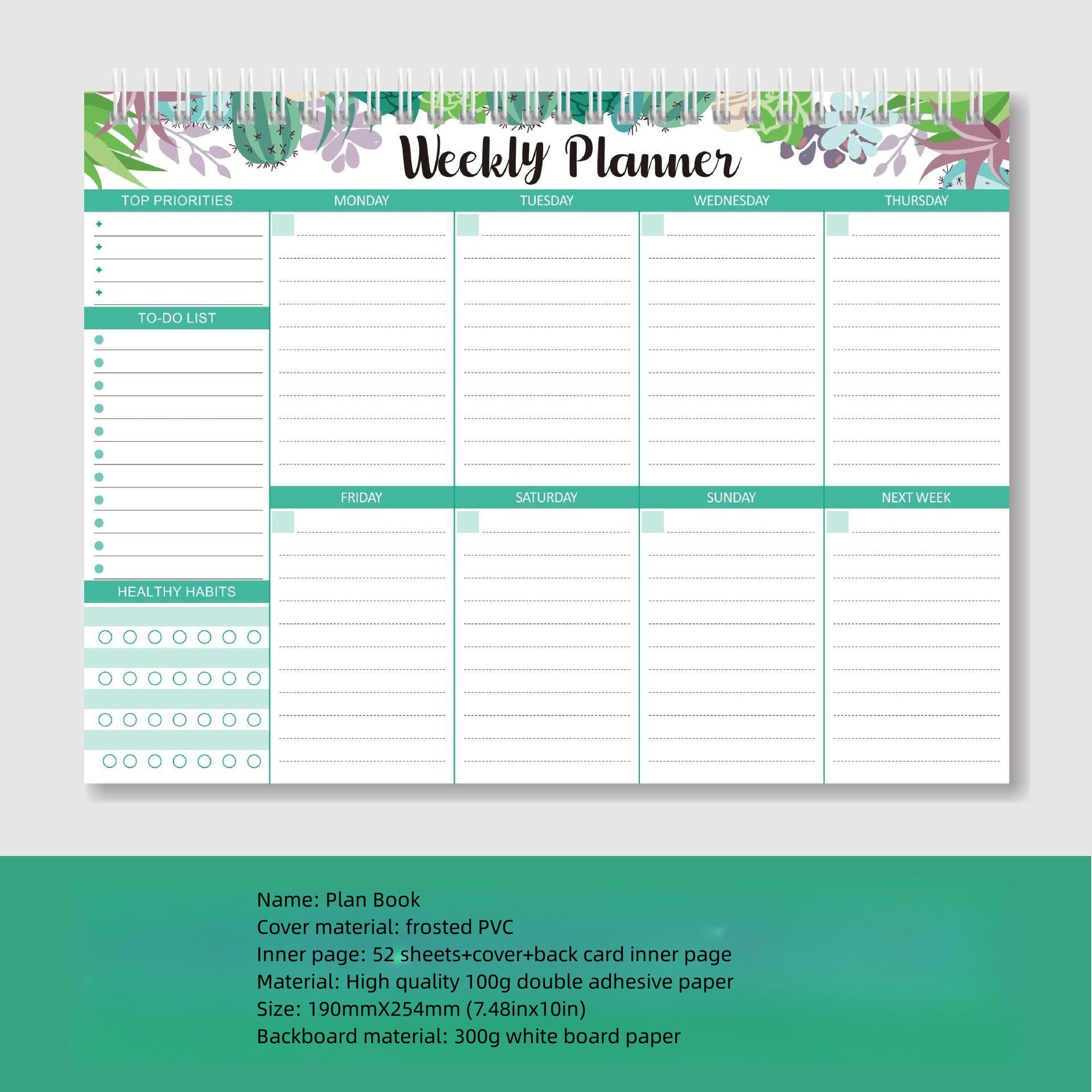 Double Coil Weekly Planner Schedule Efficiency Manual