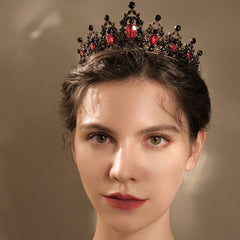 Red Crystal Queen Crown Wedding Tiara For Bride Birthday Quinceanera