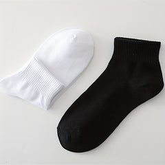 6 Pairs Women's Crew Short Socks Solid Color Comfy & Breathable