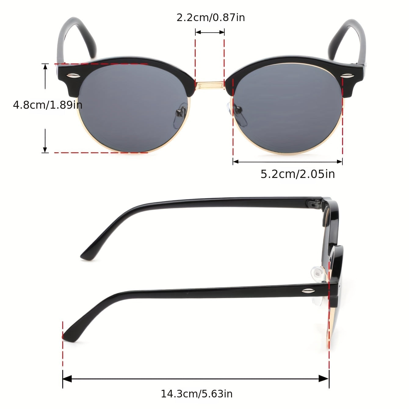 Men's Half Frame Sunglasses Metal Rice Nail
