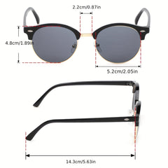 Men's Half Frame Sunglasses Metal Rice Nail