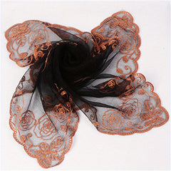 Muslim Embroidered Mesh Gauze Square Scarf Thin Silk Headscarf