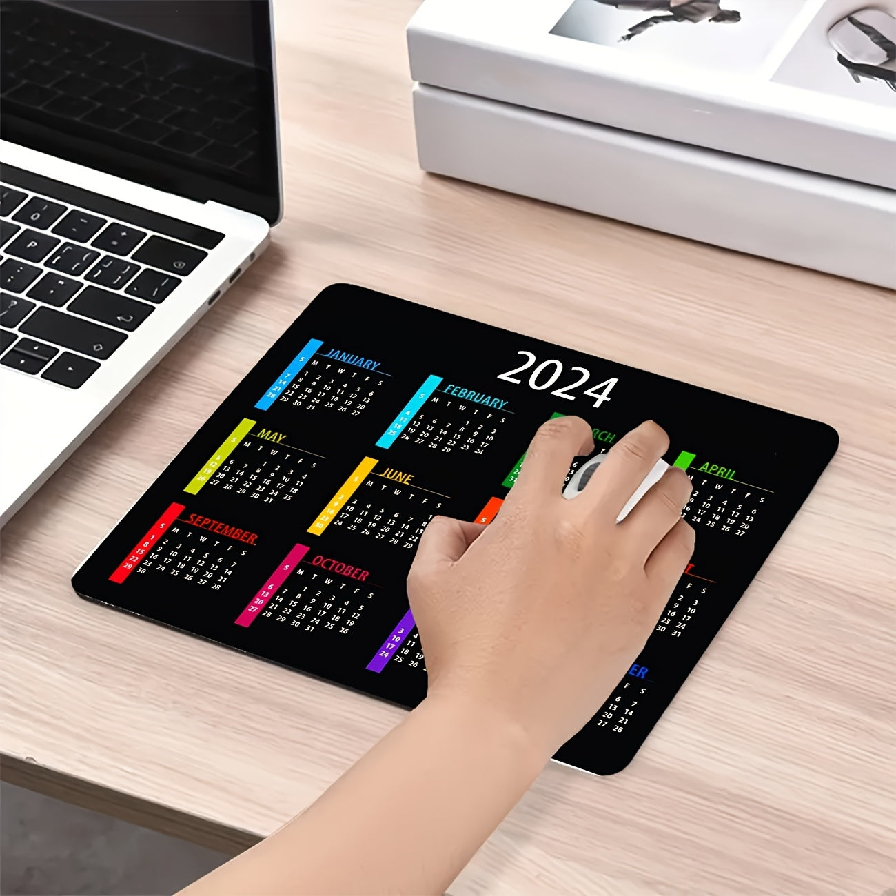 Calendar Mouse Pad Non-Slip Rubber Mat for Office Laptops
