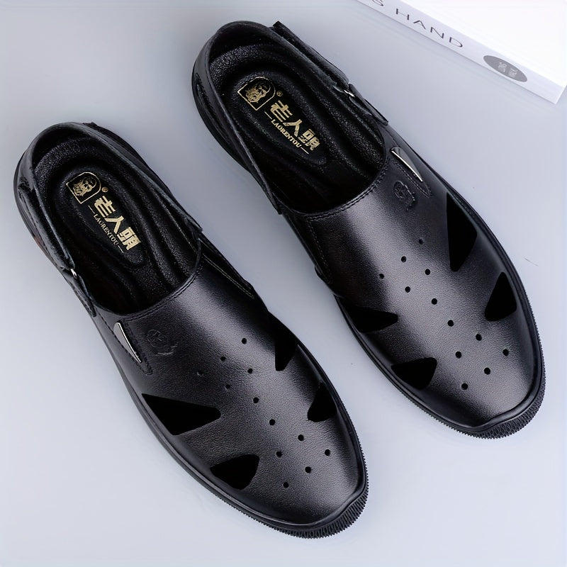 Men's Leather Hiking Sandals Non Slip Outdoor Beach Water Shoes