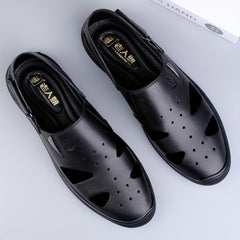 Men's Leather Hiking Sandals Non Slip Outdoor Beach Water Shoes