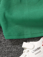 Boys Waffle Pattern Casual Outfit - T shirt & Shorts For Summer