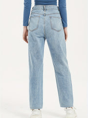 High Waist Ripped Straight Jeans Baggy Denim Pants