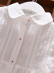 Girls Lace Collared Long Sleeve Shirt For Spring Autumn