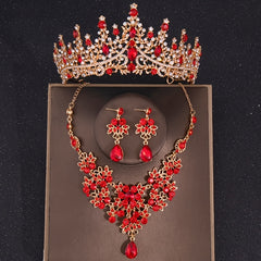 Baroque Vintage Crystal Crown Bridal Jewelry Sets