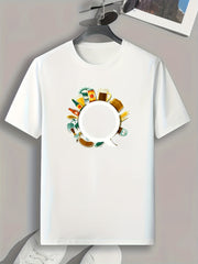 Drinks Circle Print Men's Graphic T shirt Casual Comfy Tees