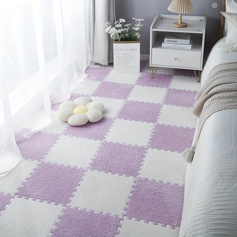 10pcs Bedroom Rug Splicing Mat Living Room Floor Rug Washable Cut