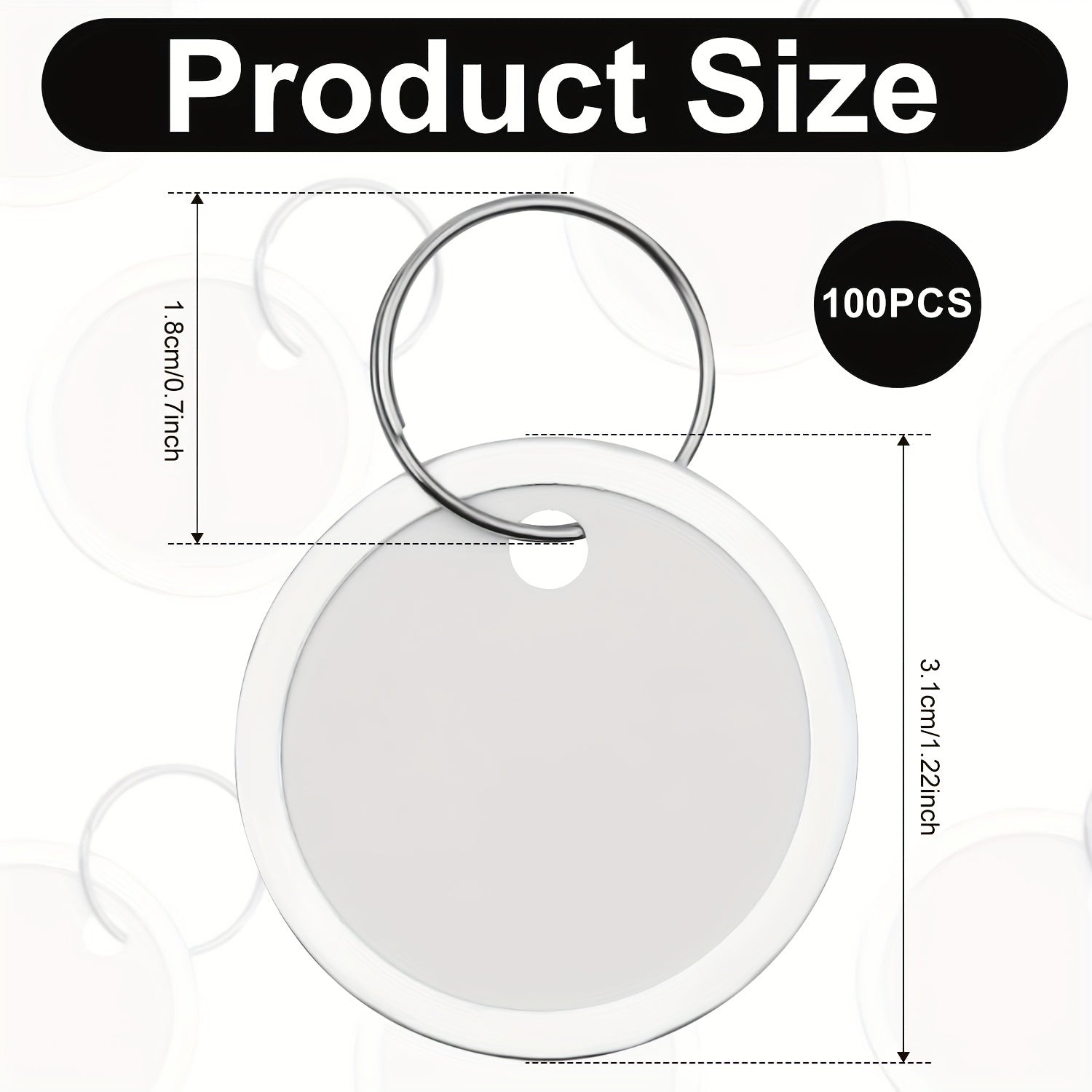 100 Metal Edge Key Tags Round Paper Tags w/ Metal Ring