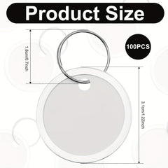100 Metal Edge Key Tags Round Paper Tags w/ Metal Ring