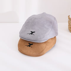 Kids Vintage Beret with Fish Tail Embroidery for Holiday Party