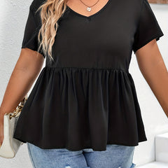 Women's Short Sleeve V Neck Mesh Blouse