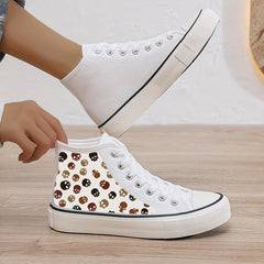 Skull Print Plush Lined Thermal Canvas Sneakers