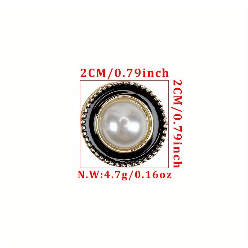 2pcs Round Shirt Button Covers with Pearl & Geometric Design