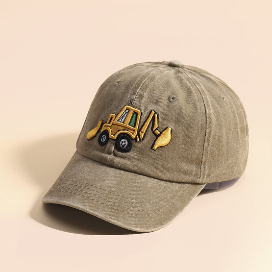 Kids Embroidered Excavator Sun Protection Baseball Cap