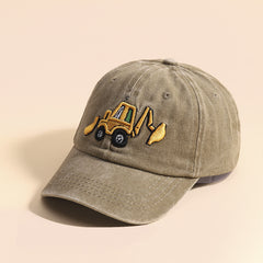 Kids Embroidered Excavator Sun Protection Baseball Cap