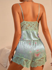Sexy Lace Lingerie Set Cami Top & Floral Print Shorts