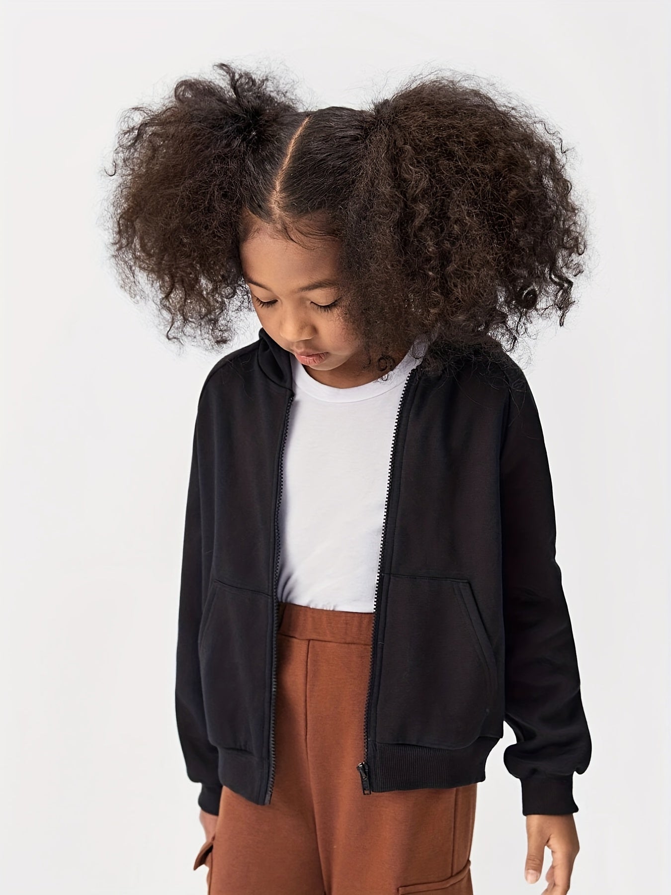 Girl's Zip Up Long Sleeve Hoodie Cardigan Jacket