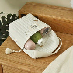 Cotton Diaper Wipes Bag with Embroidery Baby Stroller Handlebar Hanging Bottle S