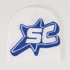Candy Hip Hop Beanie Letter Jacquard Unisex Knit Hat Elastic Warm Skull Cap