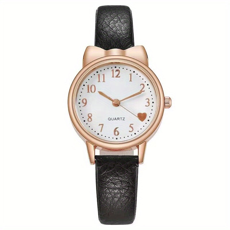 Cat Ears Love Kids Watch Leather Casual Female Youth Girls Student