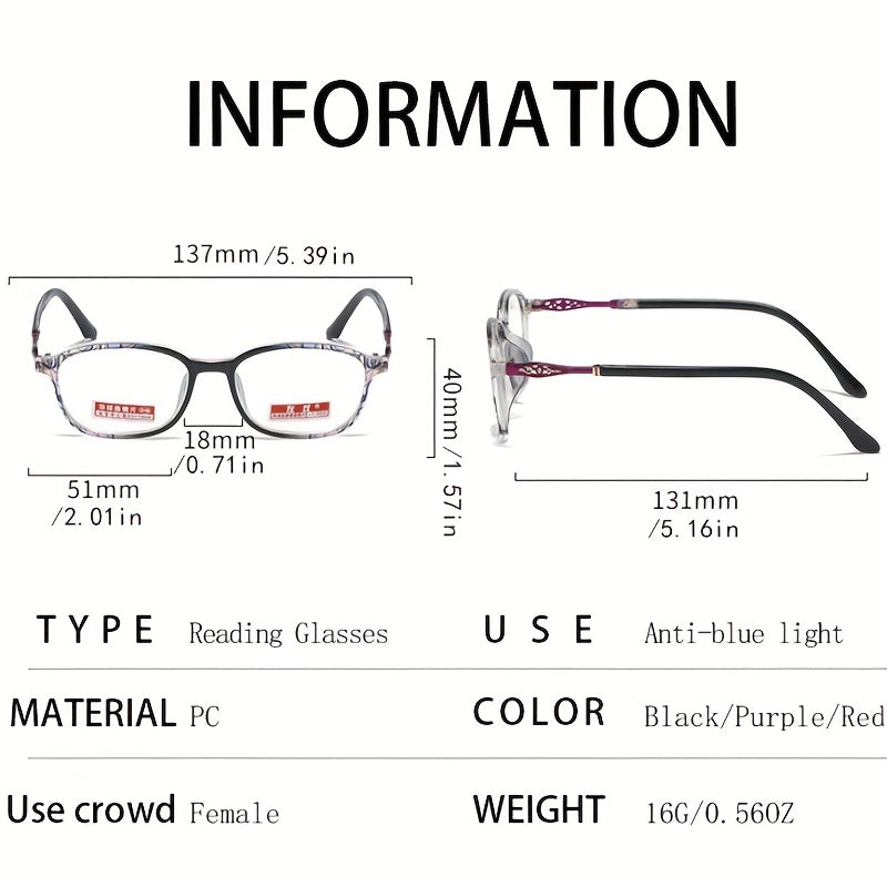 Light Blocking Reading Glasses Retro Square Clear Lens Anti Eyestrain UV Compute
