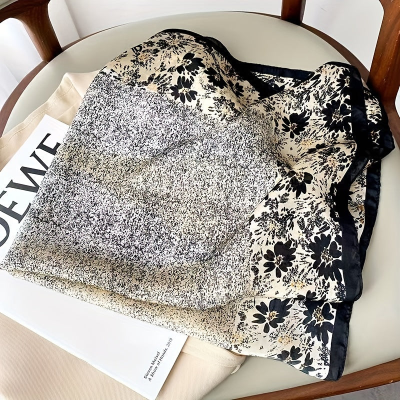 Dotted Flower Bandana Satin Square Scarf Neckerchief