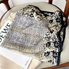 Dotted Flower Bandana Satin Square Scarf Neckerchief