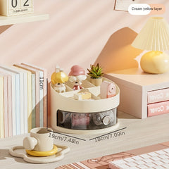 Rotating Stationery Storage Cabinet Lipstick Storage Rack Dustproof Cosmetic Sto