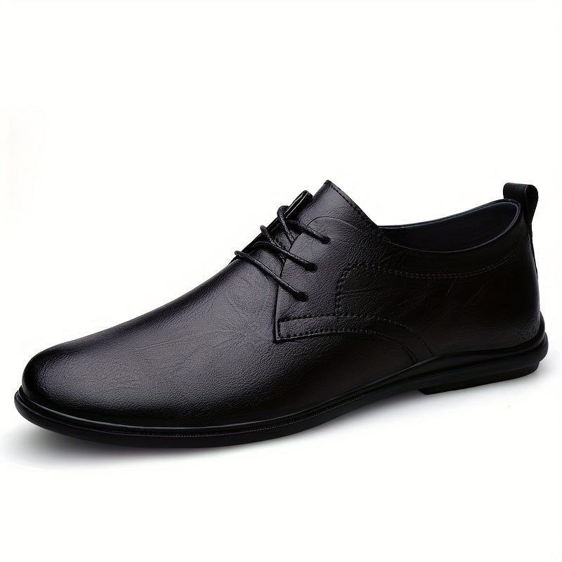 Men's Plush Warm Faux Leather Lace Up Shoes Lightweight Non Slip Casual Shoes