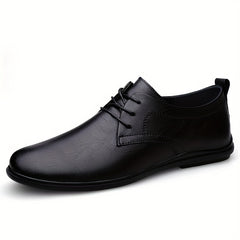 Men's Plush Warm Faux Leather Lace Up Shoes Lightweight Non Slip Casual Shoes