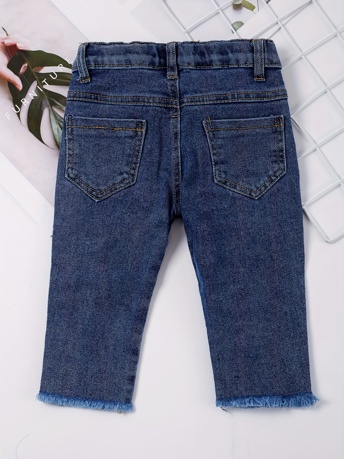 Girls Casual Print Denim Pants For Kids Children Holiday Summer