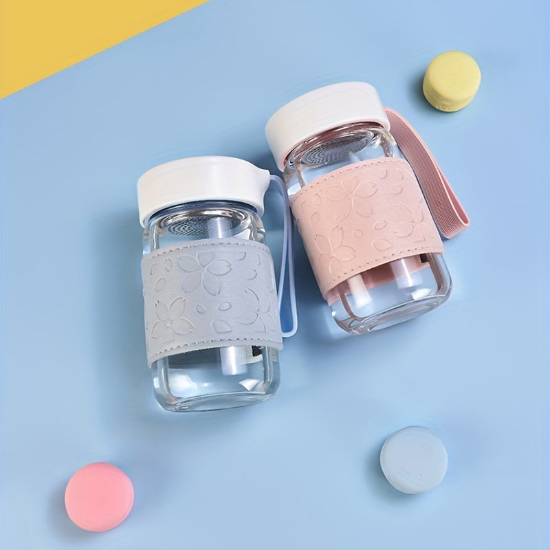 Heat Resistant Glass Bottle With Leather Cup Holder