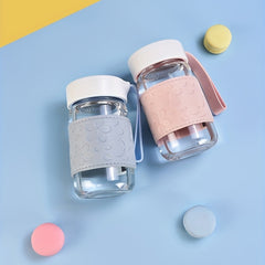 Heat Resistant Glass Bottle With Leather Cup Holder