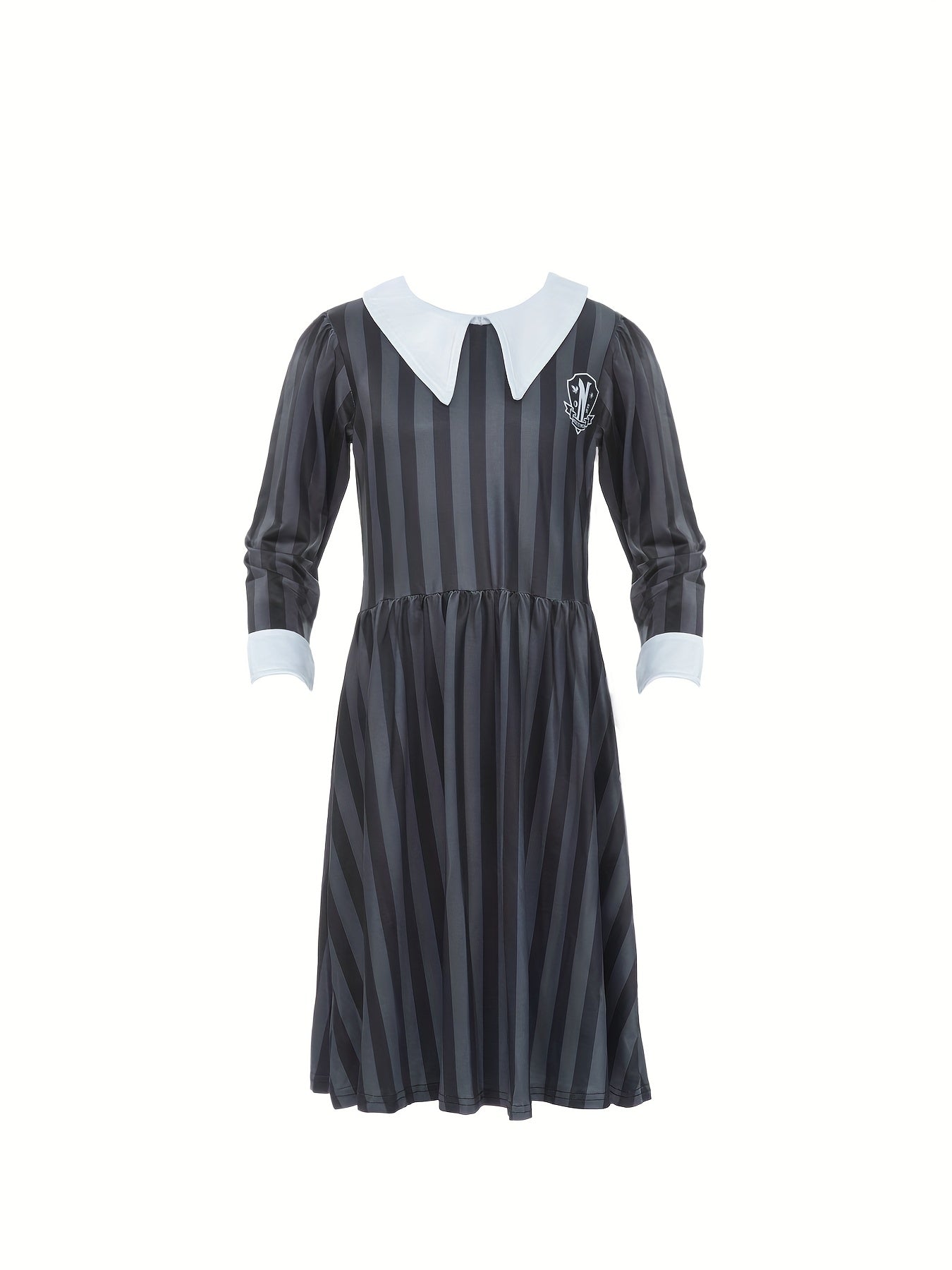 Girl's Stripe Print Dress With Bag Set TV Series Character Cosplay Costume