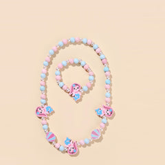 2pcs Mermaid Colorful Beaded Necklace Bracelet Set for Girls