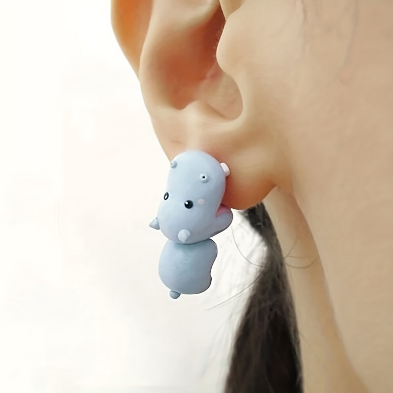 Animal Cartoon Stud Earrings Funny Bite Ear Piercing Jewelry