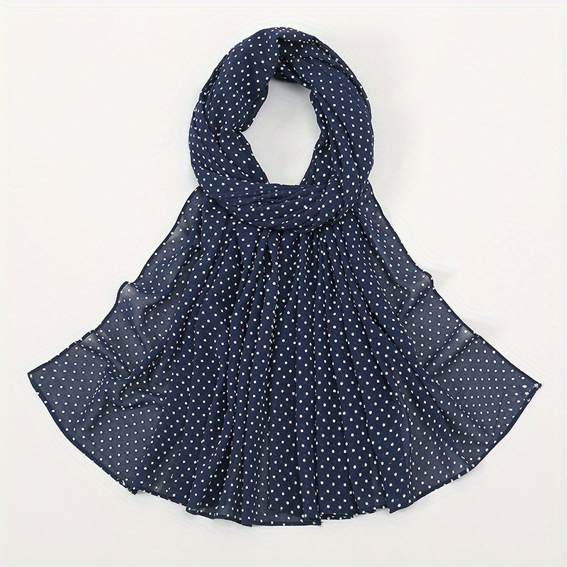 Polka Dot Thin Scarf Solid Shawl Women Hijab Casual Windproof Head Wrap