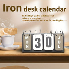 Metal Desk Calendar Standing Flip Desktop Perpetual Flip Calendar