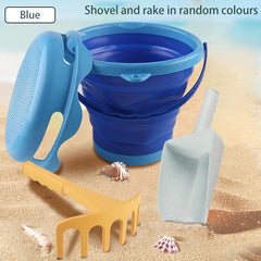 Kids Beach Toy Set Bucket Shovel Rake, Collapsible, Easy Carry, Sea Bucket Toys
