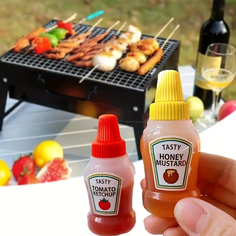 2pcs Mini Plastic Squeeze Pot Sauce Bottles for Home Kitchen