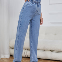 High Waist Straight Jeans Loose Fit High Rise Denim Pants