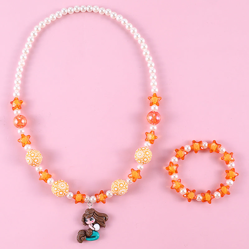 Mermaid Necklace And Bracelet Set For Kids