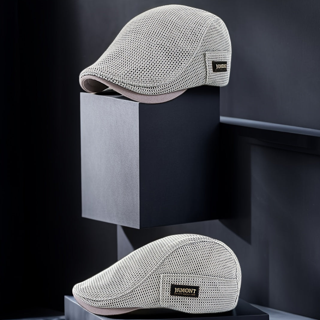 Breathable Mesh Work Cap Adjustable Beret Hat for Outdoors